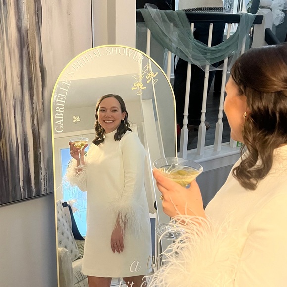 Perfect for Brides! Tuckernuck Elegant White Feather Trim Dress - Picture 6 of 6